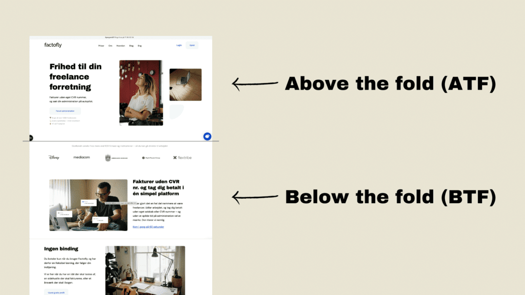 above and below the fold above and below the fold